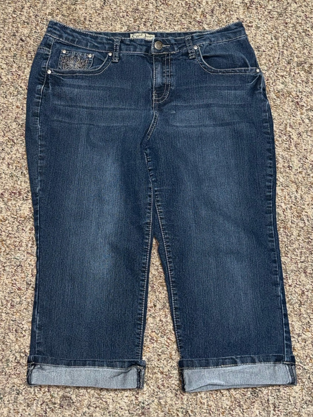 Women's size 14 capris earl jeans Dark Blue Denim Capri Jeans
